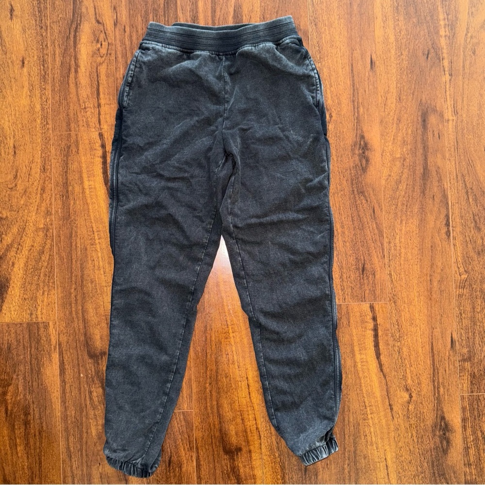 Aerie XS Washed Black 100% Cotton Jogger Sweatpants Lounge Casual Pockets Comfy